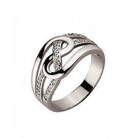 Золотое кольцо в белом цвете с цирконом 01-19125413