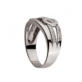 Золотое кольцо в белом цвете с цирконом