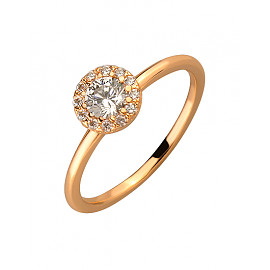 Золота каблучка червоного кольору з цирконом 01-200041313
