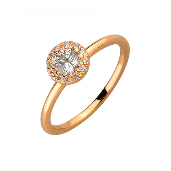 Золота каблучка червоного кольору з цирконом