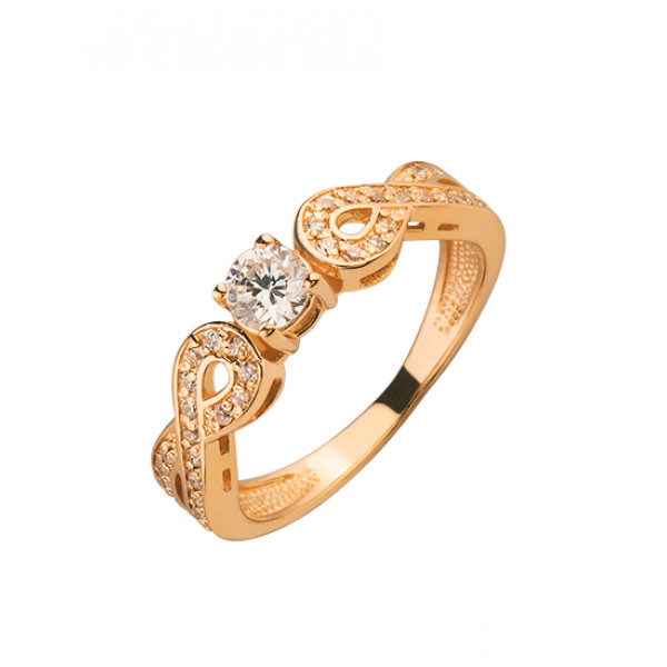 Золота каблучка у червоному кольорі з цирконом