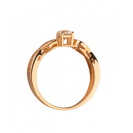Золота каблучка у червоному кольорі з цирконом