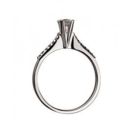 Каблучка з золота білого кольору з білими діамантами