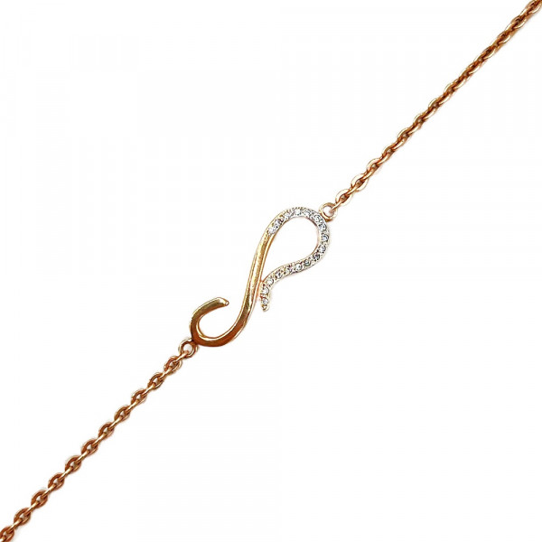 Браслет из золота красного с белым цвета с цирконом