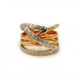 Кольцо из красного с белым золота с цирконом 01-200279413