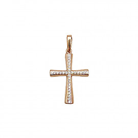 Крестик из золота красного цвета с цирконом 01-200764613