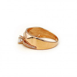 Золота каблучка червоного кольору з цирконом