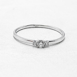 Каблучка з золота білого кольору з білими діамантами 01-200789813