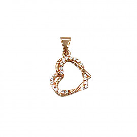 Золотий кулон у червоному кольорі з цирконом 01-200796913