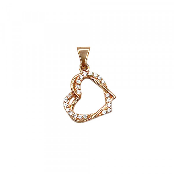 Золотий кулон у червоному кольорі з цирконом