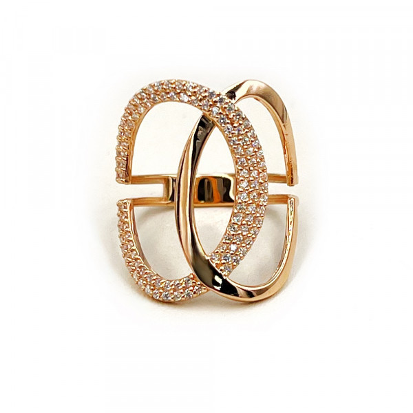 Золотое кольцо в красном цвете с цирконом