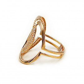 Золотое кольцо в красном цвете с цирконом