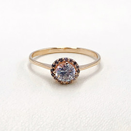 Золотое кольцо в красном цвете с цирконом 01-19280414