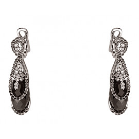 Золотые серьги с белыми бриллиантами и цирконом 01-200137414