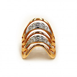 Каблучка з золота червоного з білим кольору з цирконом 01-200174814