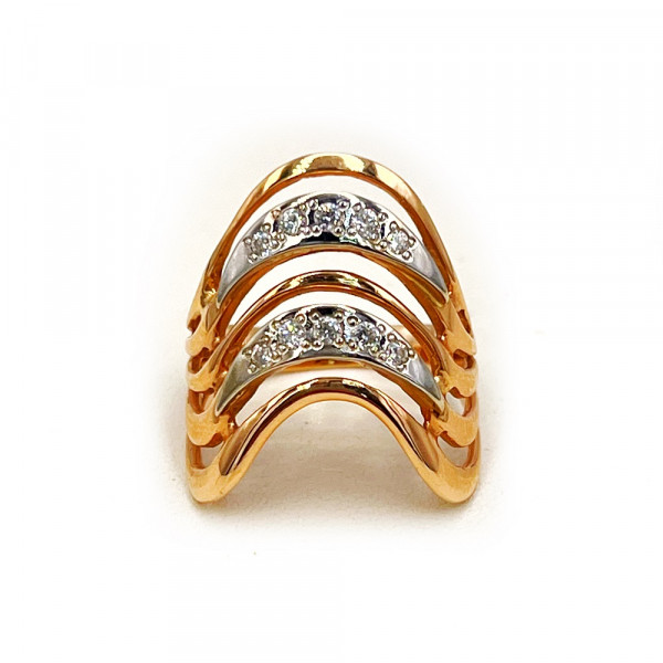 Каблучка з золота червоного з білим кольору з цирконом