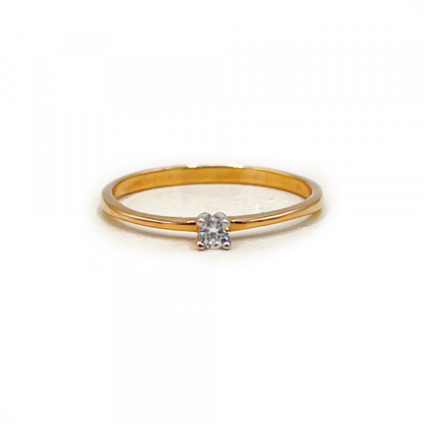 Кольцо из золота красного с белым цвета с цирконом