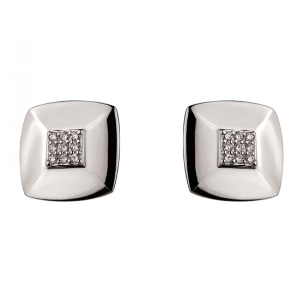 Запонки из золота в белом цвете с белыми бриллиантами