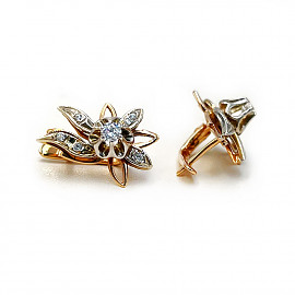 Золотые серьги с цирконом 01-200334114