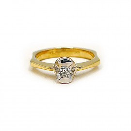 Золотое кольцо с белыми бриллиантами 01-200764614