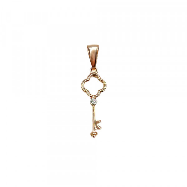Кулон из красного золота с белым бриллиантом