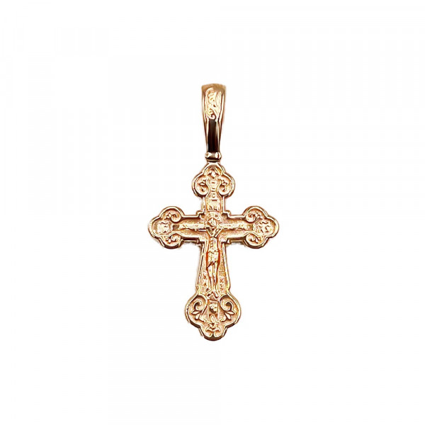 Крестик из золота в красном цвете