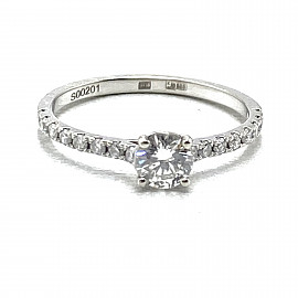 Золота каблучка білого кольору з жовтим та білими діамантами 01-200817914