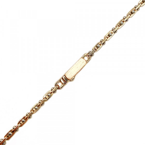 Цепочка из золота в красном с белым цвете с белым бриллиантом