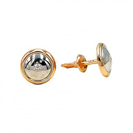 Золоті сережки у червоному з білим кольорі з жовтими діамантами 01-200863014