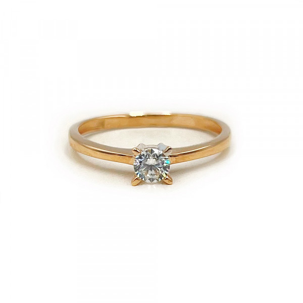 Каблучка з червоного золота з цирконом