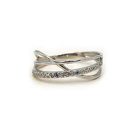 Золотое кольцо в белом цвете с цирконом 01-200905014