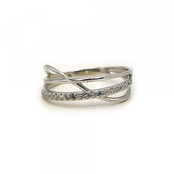 Золотое кольцо в белом цвете с цирконом