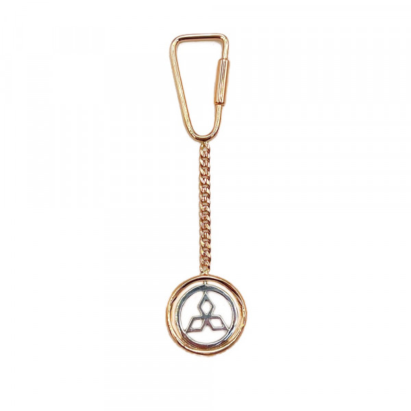 Золотий брелок у червоному з білим кольорі «Mitsubishi»