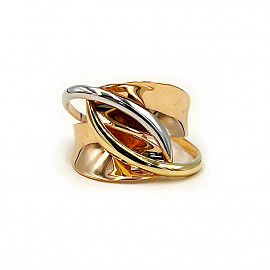 Кольцо из красного с желтым и белым золота 01-200923014