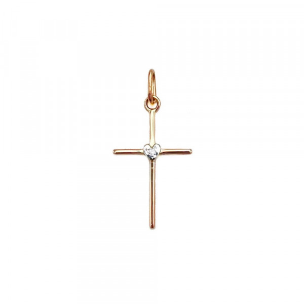 Крестик из золота с желтым бриллиантом