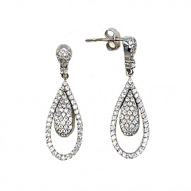 Серьги из золота белого цвета с цирконом 01-18283815