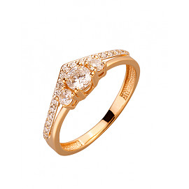 Золотое кольцо красного цвета с цирконом 01-200087415