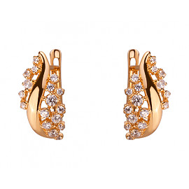 Золотые серьги в красном цвете с цирконом 01-200092615