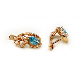 Серьги из красного золота с цирконом 01-200464815