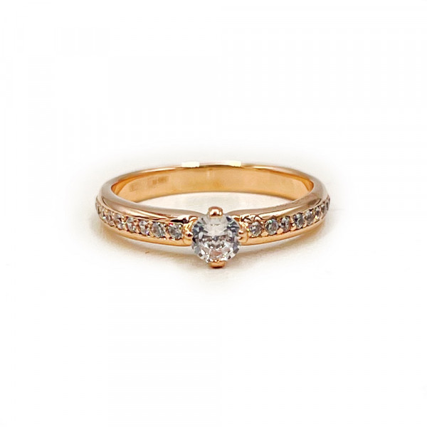 Кольцо из красного золота с цирконом