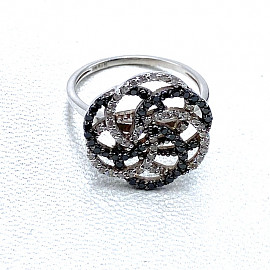 Золота каблучка білого кольору з жовтими діамантами 01-200867915