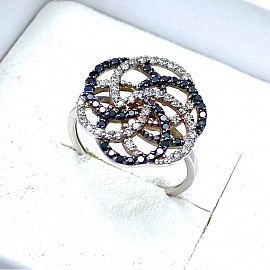 Золота каблучка білого кольору з жовтими діамантами