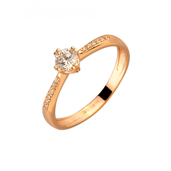 Кольцо из золота красного цвета с цирконом