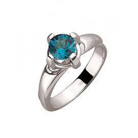 Золота каблучка у білому кольорі з блакитним топазом 01-200130016