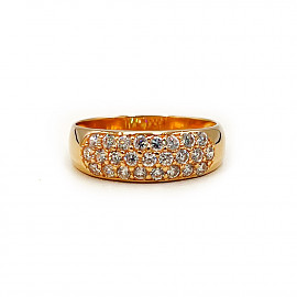 Золотое кольцо в красном цвете с цирконом 01-200201416