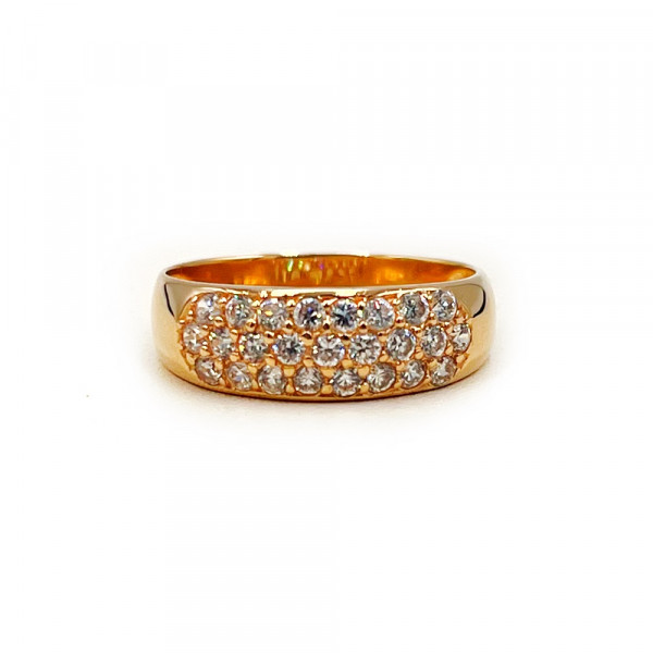 Золотое кольцо в красном цвете с цирконом