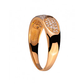 Кольцо из золота в красном с белым цвете с цирконом