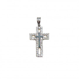 Крестик из золота белого цвета с цирконом 01-200762016