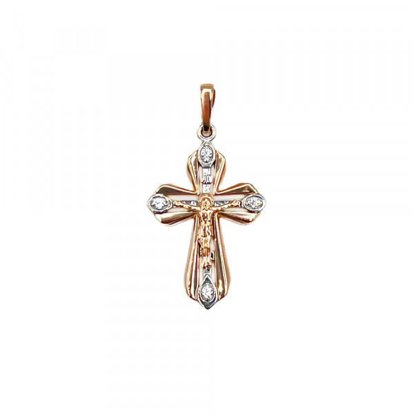 Крестик из золота с цирконом