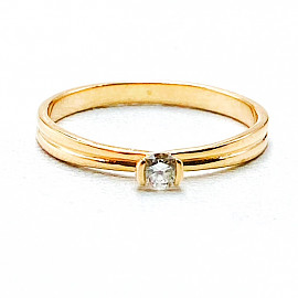 Золота каблучка червоного кольору з білим діамантом 01-200789816